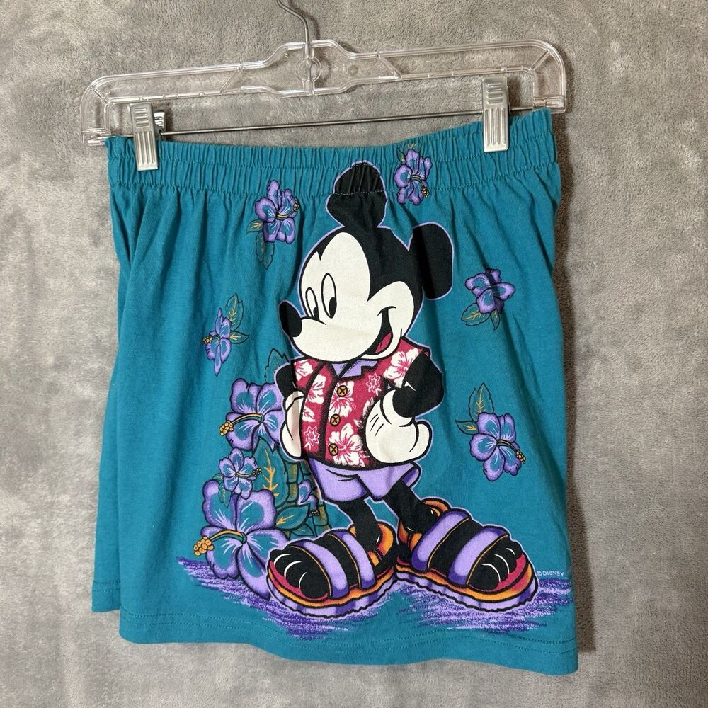 Vintage Mickey Unlimited Mickey Mouse Shorts Teal Size M Made In USA Beachy